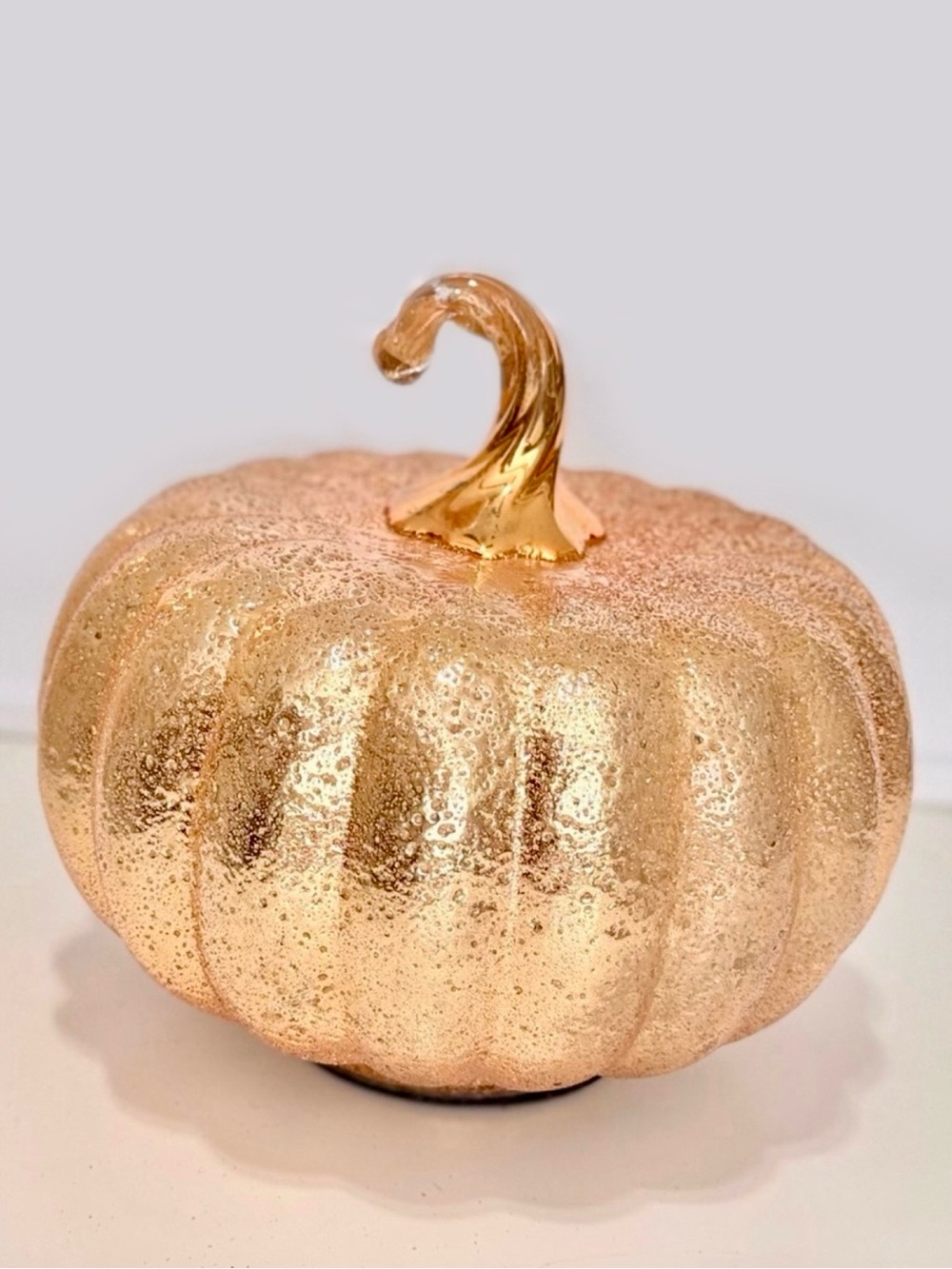 7” Vintage Gold Glass Decorative Pumpkin - Fall Thanksgiving Halloween Decor